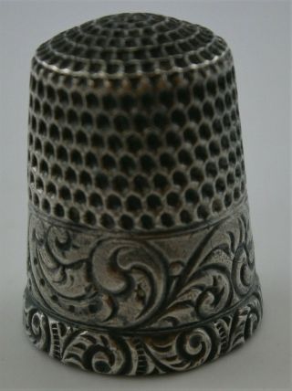 Size 6 Sterling Silver Thimble With Scroll Pattern By Thomas Brogan,  York