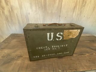 Very Rare Antique Wwii Military 1943 Engineer Tools Army Trunk Chest Snap - On