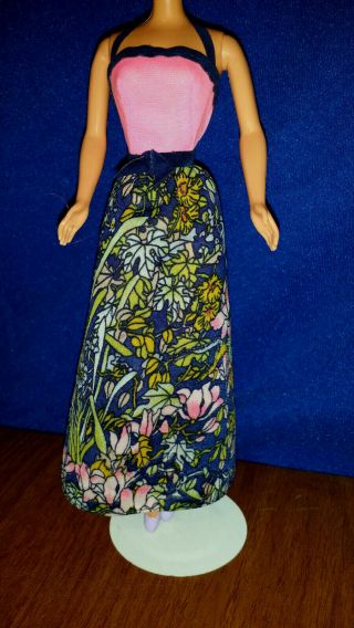 Vtg 1980 Rare Hot Pink Floral Halter Summer Dress 1906 Barbie Fashion