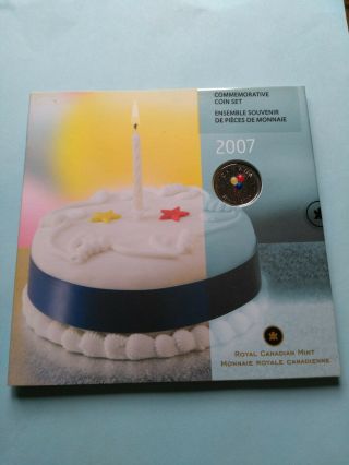 2007 Birthday Unc Coin Set With Rare Coloured 25c & Non - Magnetic 1c,