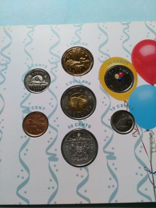 2007 Birthday UNC Coin Set with Rare Coloured 25c & Non - Magnetic 1c, 2