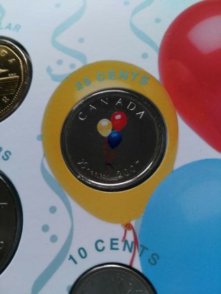 2007 Birthday UNC Coin Set with Rare Coloured 25c & Non - Magnetic 1c, 3