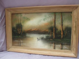 Vintage Scenic Pastel Picture Signed Framed 22 3/4 " X 14 3/4 " X 1.  5 "