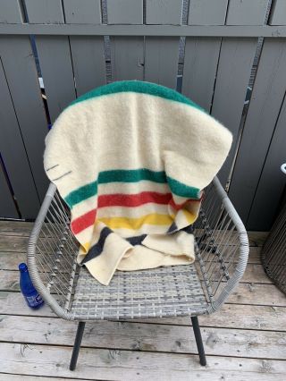 Ultra Rare Vintage Hudson’s Bay 1.  5 Point Wool Baby Lap Blanket 50x34