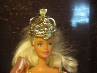 Rapunzel Barbie Doll Pink Gown Long Blond Hair Gold Crown