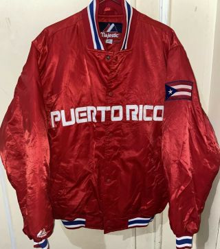 Vintage Puerto Rico World Baseball Classic Wbc Majestic Puffer Jacket Rare Large