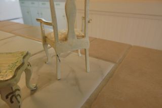 Dollhouse Miniature Shabby Chic Vintage Furniture Table & Chairs Hand Painted 3