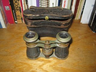 Antique - Sportiere Opera Glasses - Paris France - With Case - Leather
