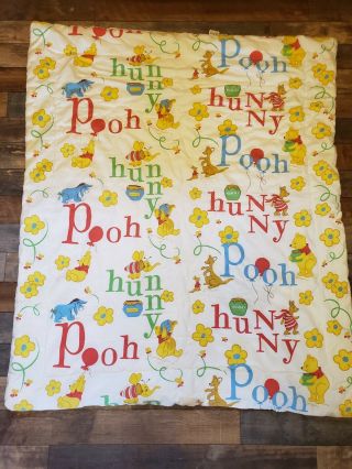 Vintage Winnie The Pooh Rare Baby Crib Blanket Quilt Euc