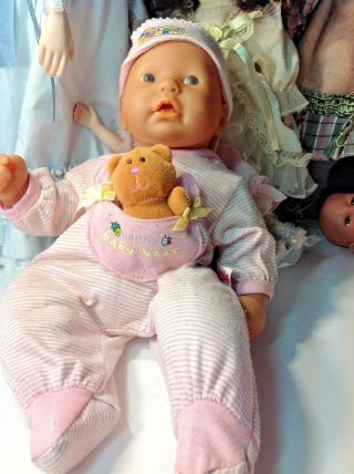 Zapf Creations Baby Chou Chou Doll,  14 In,  Happy Baby Bear Pink Pj S Vintage Dt4