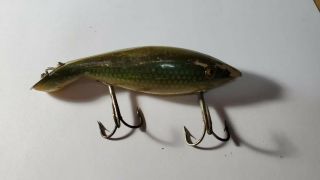 Vintage Old Wood Heddon Dowagiac Tadpolly Lure 6000 Made In 1920 Glass Eyes