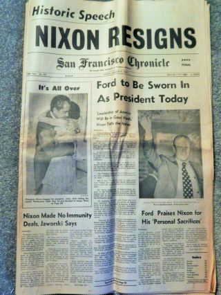 President Richard Nixon Resignation Aug 9 1974 Oakland Tribune Newspaper Rare