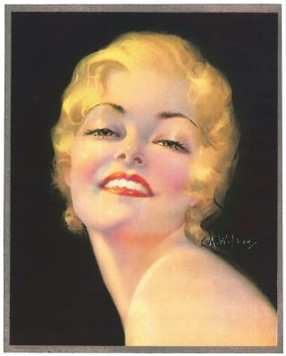 Rare Vintage 1920s Art Deco Glamorous Blonde Flapper Pin - Up Print A.  Wilson Fine