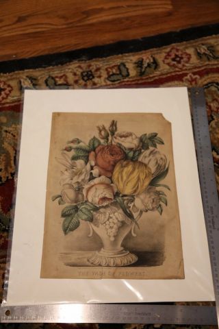 The Vase Of Flowers Hand Colored Currier And Ives Lithograph C6362