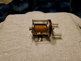 Vintage Lawrence Bait Casting Reel With Etched Art On Side Cover