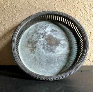 Vtg Eton Silver Plated Ornate Serving Tray Platter 10x10 3 