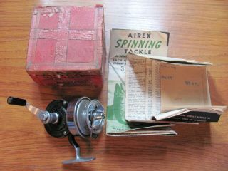 1951 Airex Bache Brown Mastereel Model 2b Spinning Reel Fishing W/ Box & Papers