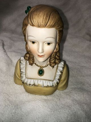 Vintage Victorian Lady Porcelain Doll Head Shoulders Bust Hand Painted 5 - 1/2”