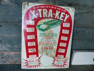 Antique Advertising Store Display Sign X Tra Key Tin Litho