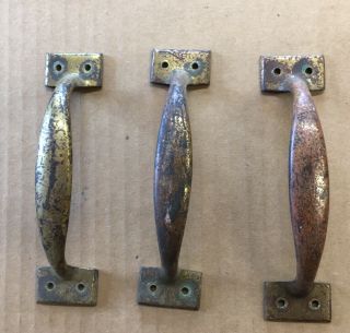 3 Vintage Cast Brass Library File Cabinet Pull Handles