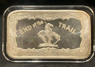 Rare Vintage 1 Oz Silver Art Bar: End Of The Trail Horse/indian