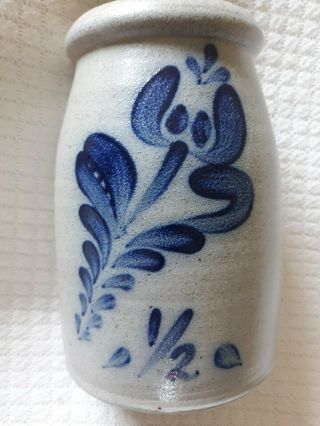 Rare 1987 Rowe Pottery Stoneware Blue Salt Glaze Vase