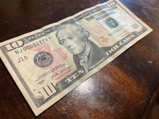 Rare 2017 Ten Dollar Star Note Bill Very Low Serial Number $10