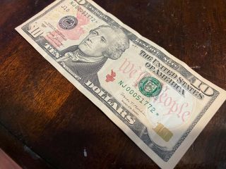 Rare 2017 Ten Dollar Star Note Bill Very Low Serial Number $10 2