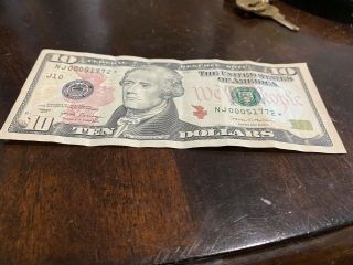 Rare 2017 Ten Dollar Star Note Bill Very Low Serial Number $10 3