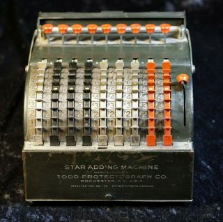 Vintage Mechanical Star Adding Machine From The Todd Protectograph Co.