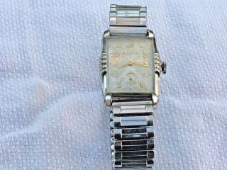 Rare White Gold Filled Bulova Mens Wristwatch 21 Jewel Mechanical 50s