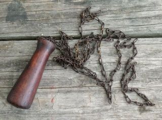 Antique Pull Chain With Turned Wood Handle