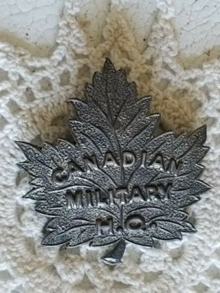 Rare Sterling World War 1 Canada Canadian Military Headquarters Pin