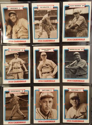 Rare 1987 Set Tcma Baseballs Greatest Teams 1934 St Louis Cardinals 9 Cards Dean