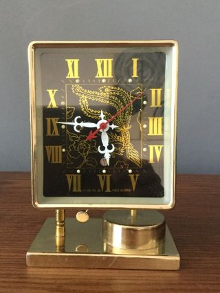 Rare Vintage Chinese Lucky Dragon Wind Up Alarm Clock With Striking Pendulum