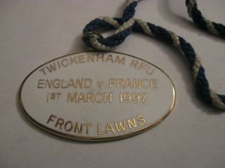 Rare Old 1997 England V France Rugby Union Football Twickenham Enamel Fob Badge