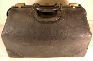 Antique Leather Doctors Travel Bag The Statler Bag Co.  Label With Key