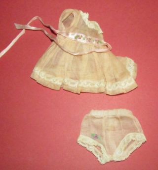Vintage Ginny Ginger Pink Organdy Dress And Panties W Embroidery And Lace Trim