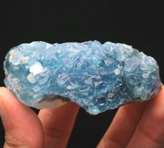 101g Rare Transparent Blue Cube Fluorite & Calcite Mineral Specimen/china 779
