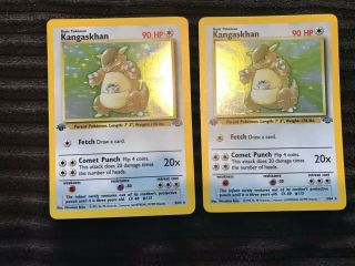 2 Set Of 1st Edition Kangaskhan 5/64 Jungle Holo Rare Pokemon Card