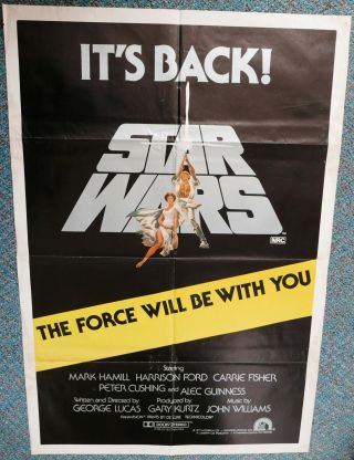 Star Wars 1981 Re - Issue Australian Cinema One Sheet Movie Poster Rare