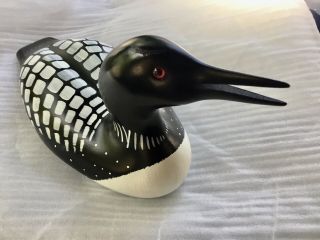 Rare Jennings Decoy Loon “open Beak” Wooden Hand Carved And Signed By Artist