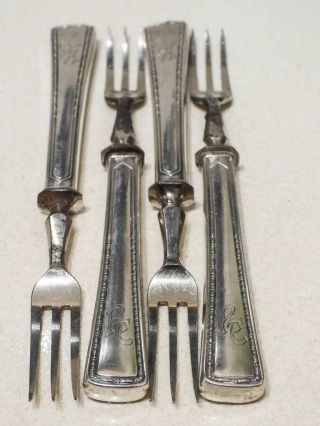 Antique 800 German Sterling Silver Handled Cocktail Forks Hallmarked (4)