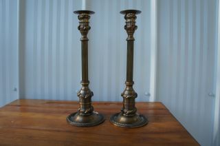 Antiqued Brass Candlesticks Made In India 12 " - Lacquered Brass Candle Holder