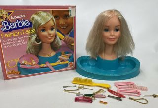 Vintage Mattel Star Barbie Fashion Face Styling Head Box Only 70s