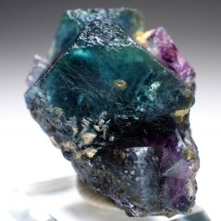 Rare Zoned Harlequin Fluorite Crystal From Yaogangxian Mine,  China