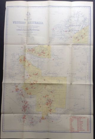 Map Of W.  Australia Showing Goldfields And Other Minerals.  1904
