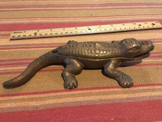 Rare Vintage Bronze Alligator Match Holder