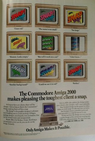 Commodore Amiga 2000 Print Ad 1988 Rare Vhtf Admagmar89