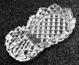Rare American Brilliant Abp Cut Glass Shoe Shaped Ashtray Nailhead Diamonds N/r